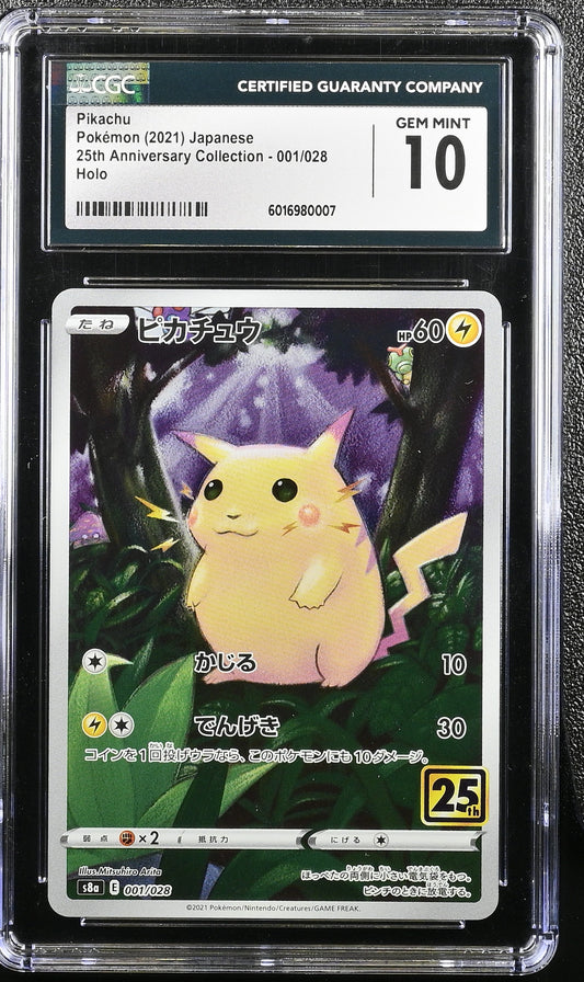 2021 Pokemon Japanese 25th Anniversary Collection Pikachu 001/028 CGC 10