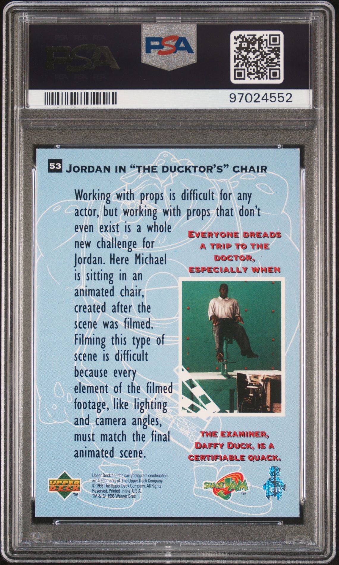 1996 Upper Deck Space Jam #53 Michael Jordan In The Ducktor's Chair - PSA 8