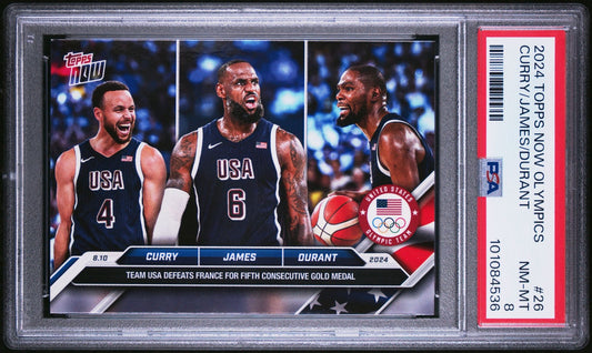 2024 TOPPS NOW - OLYMPIC GAMES #26 - KEVIN DURANT/LeBRON JAMES/STEPH CURRY - PSA Graded Card