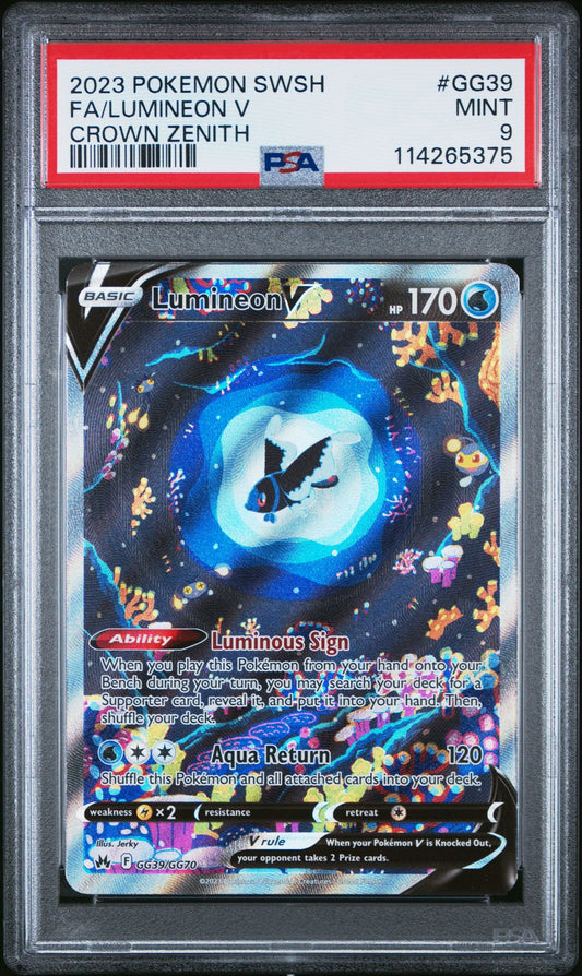 2023 Pokemon Sword And Shield Crown Zenith GG39 Full Art/Lumineon V - PSA Graded Card