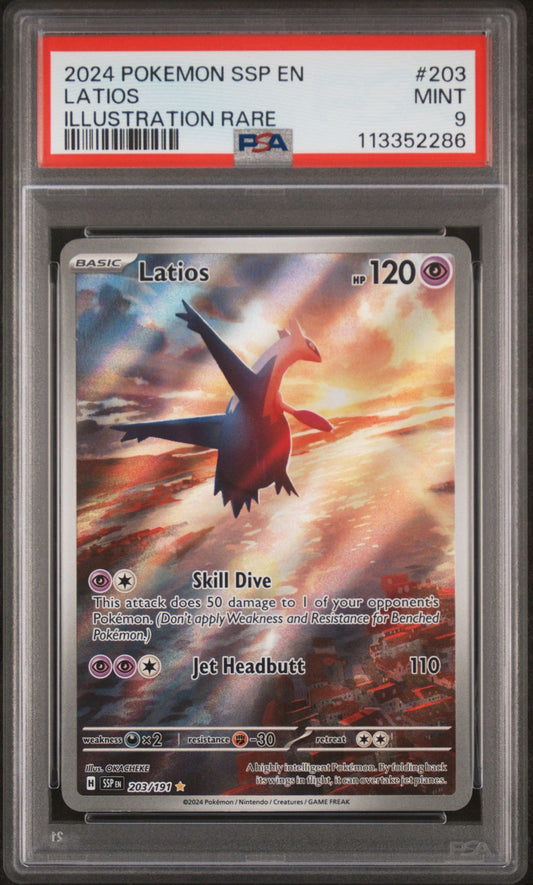 2024 Pokemon SSP En — Surging Sparks — 203 Latios Illustration Rare — PSA Graded Card