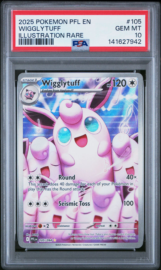 2025 Pokémon PFL - Phantasmal Flames - #105 Wigglytuff Illustration Rare - PSA Graded Card