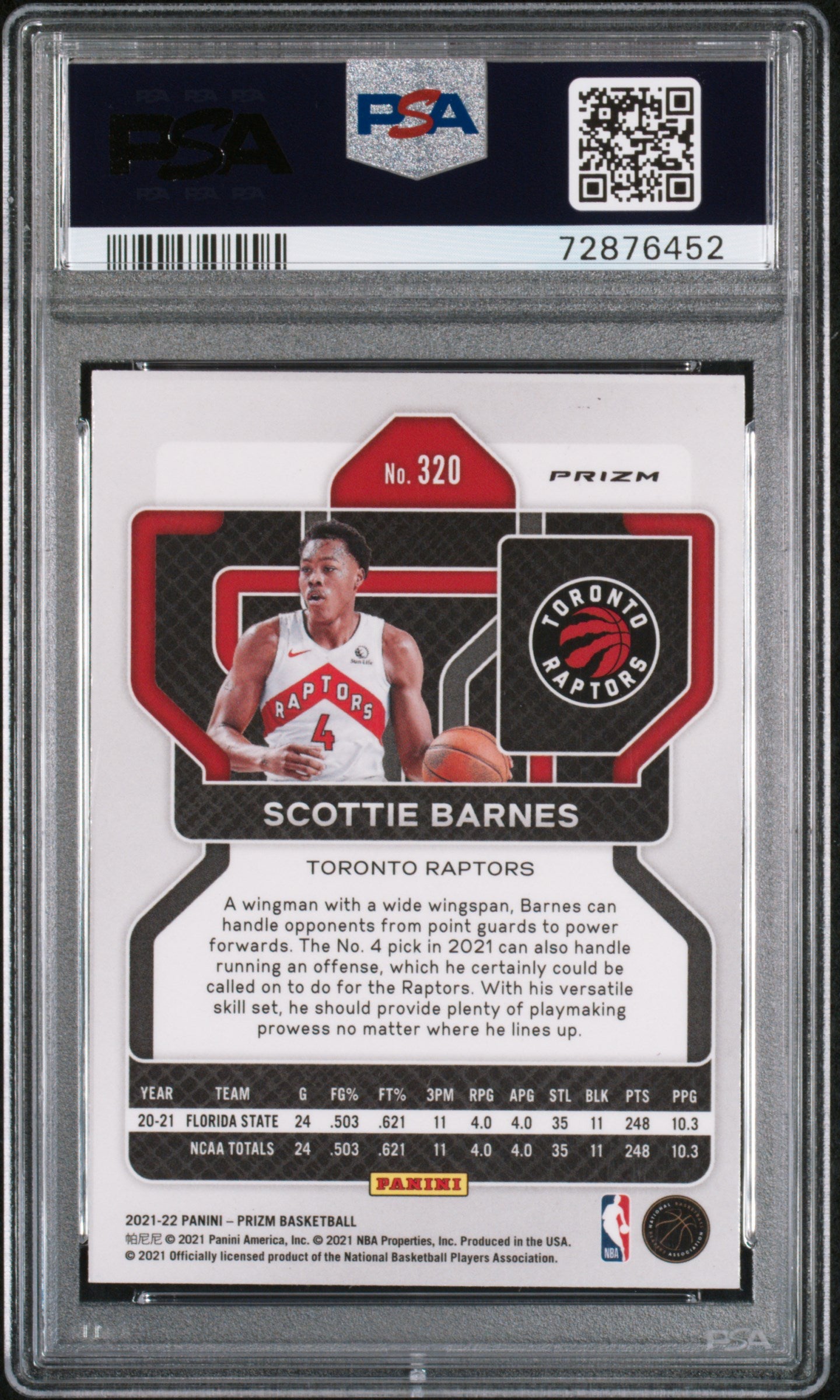 2021 Prizm - Scottie Barnes - Red Ice Prizm - Rookie Card - #320 - PSA Graded Card