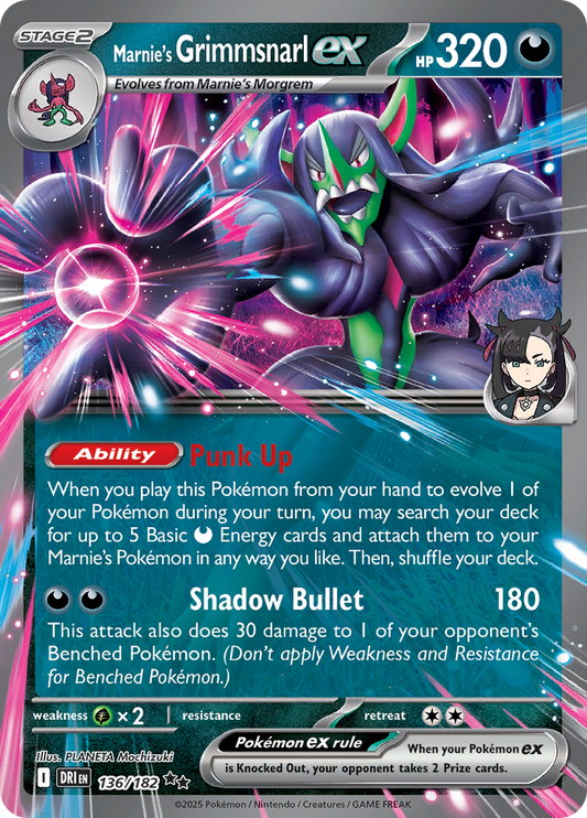 2025 Pokemon DRI-EN - Marnie's Grimmsnarl Ex #136 - Ungraded Raw Card