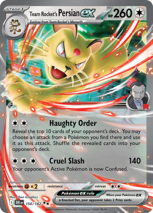 2025 Pokemon DRI-EN - Team Rocket's Persian Ex #150 - Ungraded Raw Card