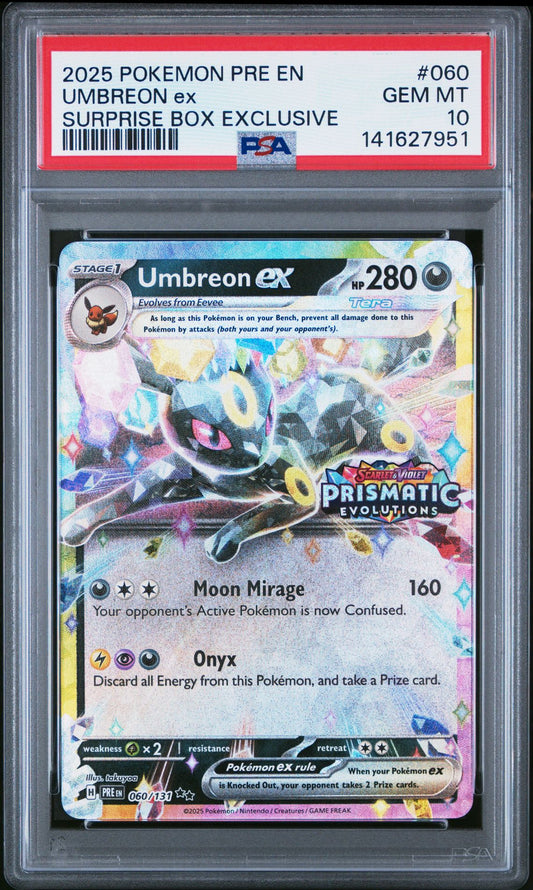 2025 Pokémon PRE - Prismatic Evolutions - #060 Umbreon Ex Surprise Box Exclusive - PSA Graded Card