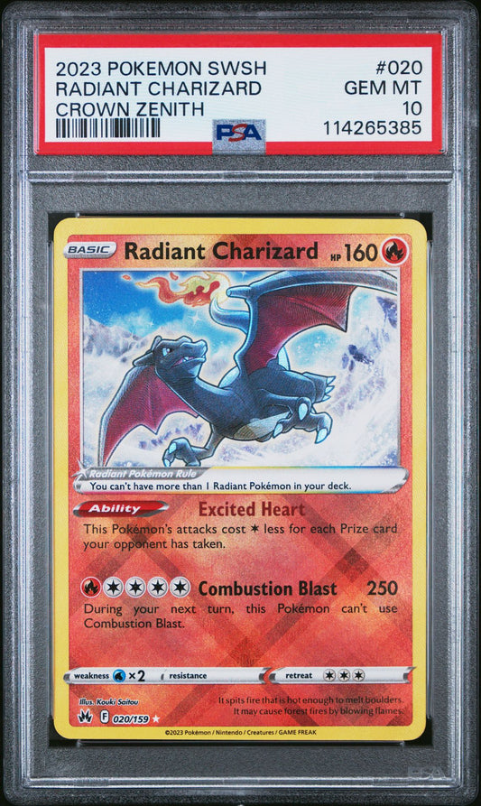 2023 Pokemon Sword And Shield Crown Zenith 020 Radiant Charizard - PSA Graded Card