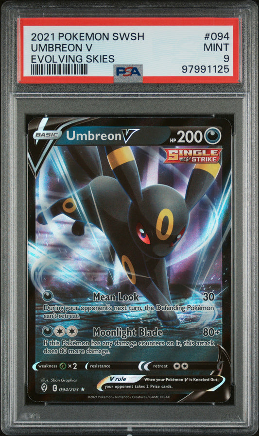 2021 Pokemon SWSH  - #094 Umbreon V - Evolving Skies - PSA Graded Card