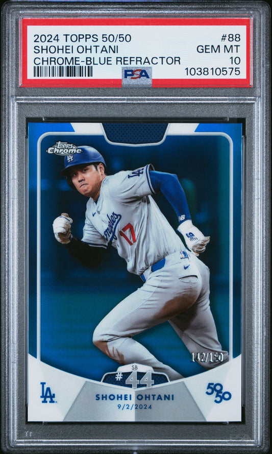 2024 Topps - Shohei Ohtani 50/50 - SB #44 - Blue Refractor - Limited to /150 - #88- PSA Graded Card