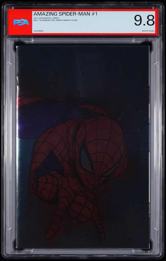 Marvel Comics - The Amazing Spider-Man #1 July 2025 SDCC Comic Virgin Foil Peach Momoko Variant Cover - PSA Graded Comic