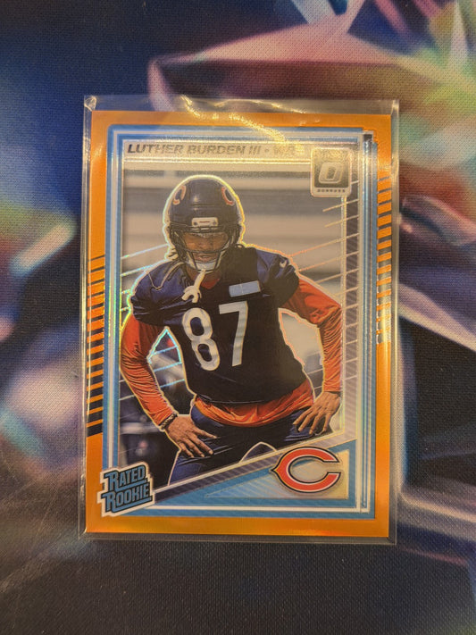 Luther Burden III Rated Rookie Orange Prizm Front - 2025 Donruss Optic