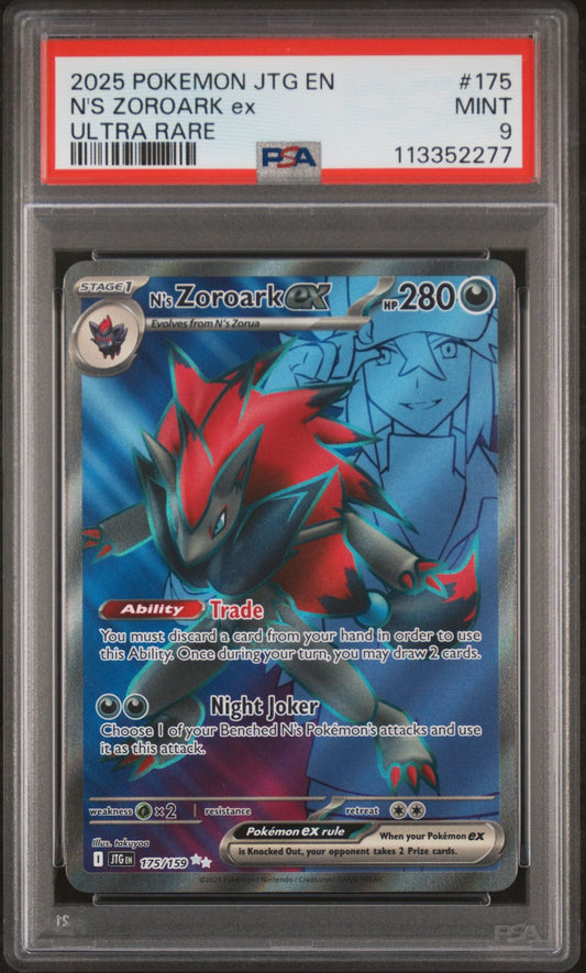 2025 Pokemon JTG En — Journey Together — 175 N's Zoroark Ex Ultra Rare — PSA Graded Card