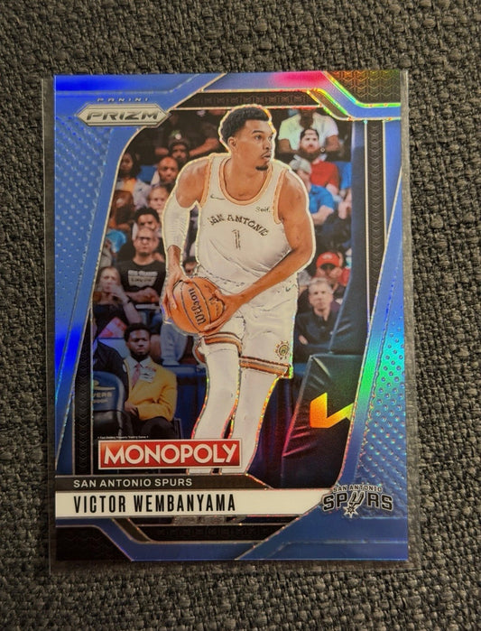 2024-25 Panini Prizm Monopoly Victor Wembanyama Boardwalk Blue Prizm Card /15 NM