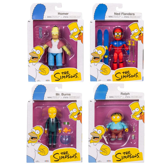 The Simpsons - 5" Action Figure Wave 5 - Jakks Pacific - Complete Set of 4 (Sick Homer, Stupid Sexy Flanders, Mr Burns, Ralph) - PRE-ORDER JANUARY 2026