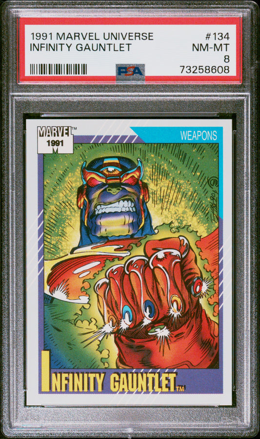 1991 Marvel Universe Weapons - Infinity Gauntlet #134 Thanos PSA 8