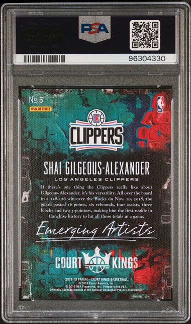 2018 Court Kings - Shai Gilgeous-Alexander - Emerging Artists Rookie Card - #5 - PSA Graded Card