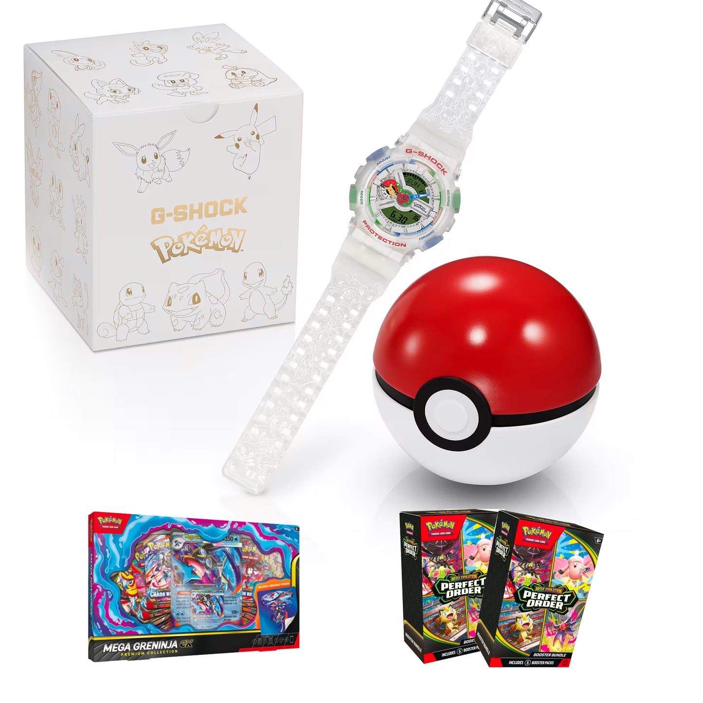 Pokemon Bundle: Casio G-Shock x Pokémon GA-110PKM-7A + Trading Card Boxes