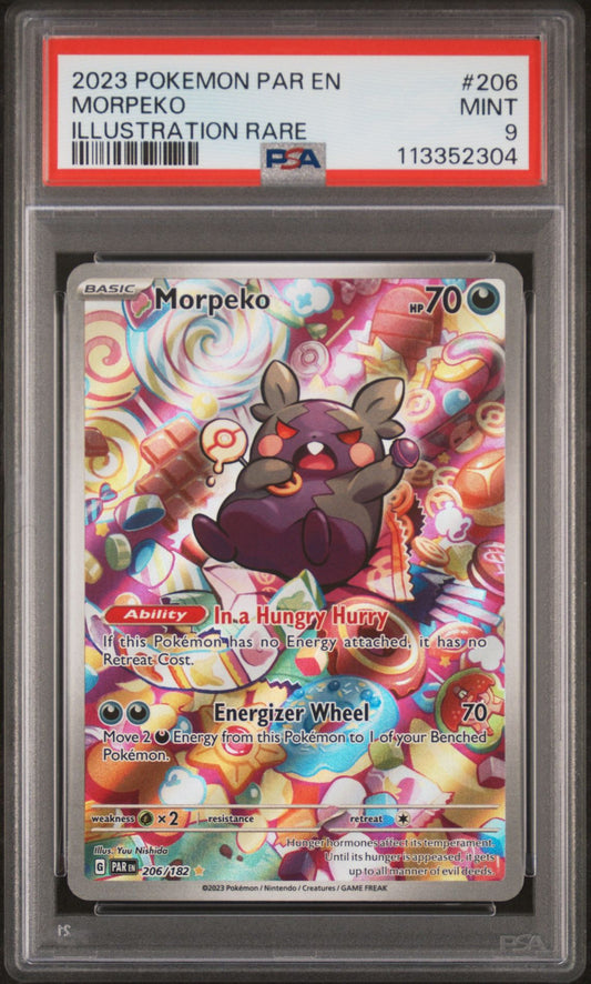 2023 Pokemon PAR En — Paradox Rift — 206 Morpeko Illustration Rare — PSA Graded Card