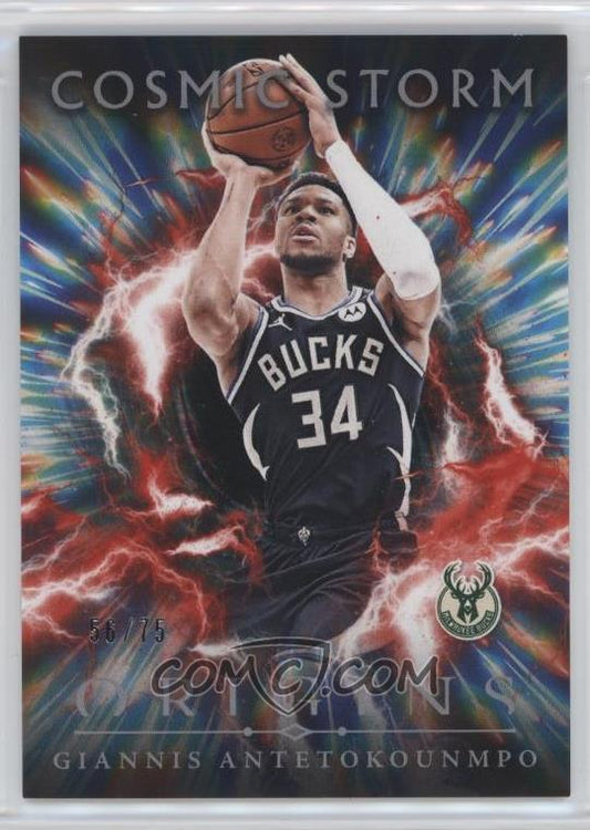 2024-25 Panini Origins - Cosmic Storm - Red - Giannis Antetokounmpo #4 - Limited to /75 - Ungraded Raw Card