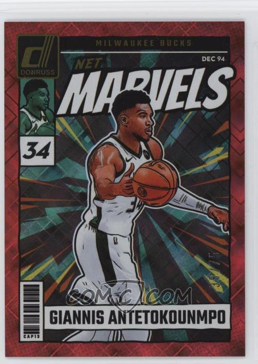 2024-25 Panini Donruss - Net Marvels - Red Diamond - Giannis Antetokounmpo #17 - Limited to /75 - Ungraded Raw Card