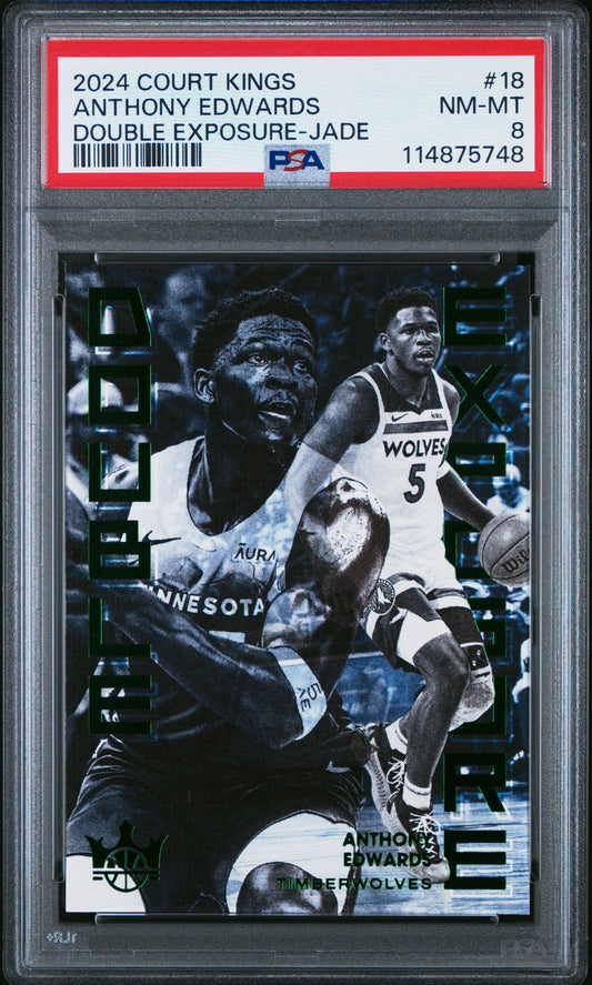 2024 Panini Court Kings Anthony Edwards Double Exposure-Jade PSA 8 Front - Cert #114875748