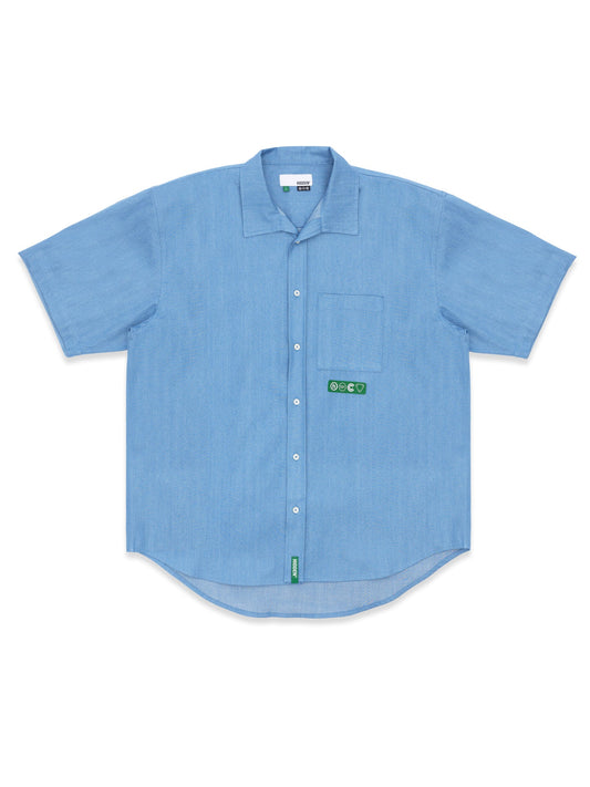 Hidden NY Short Sleeve Button Up Blue