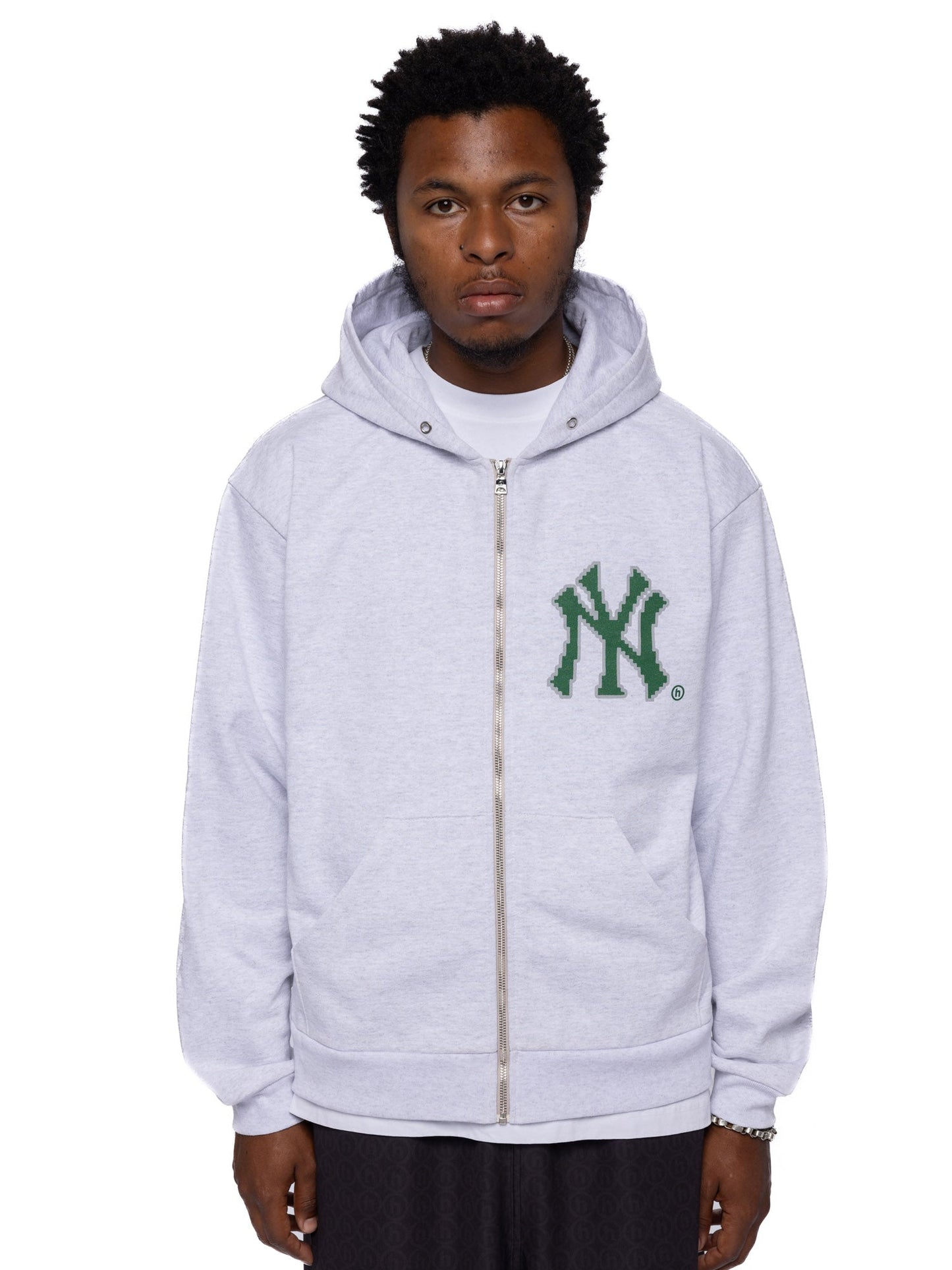 New York Yankees x Hidden NY Pixelated NY Zip Hoodie Heather Grey