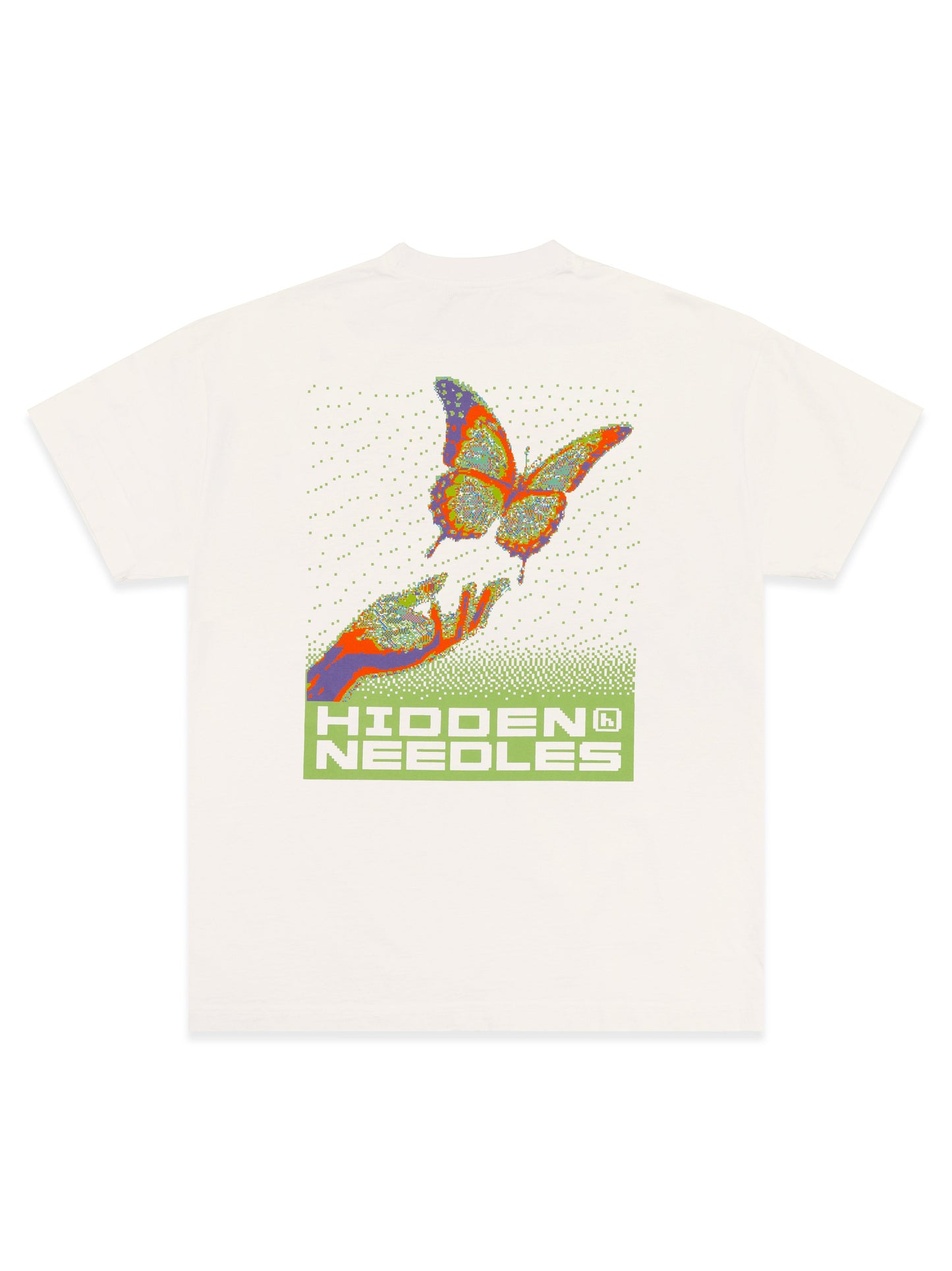 Hidden NY x Needles Pixel Butterfly Tee Off White