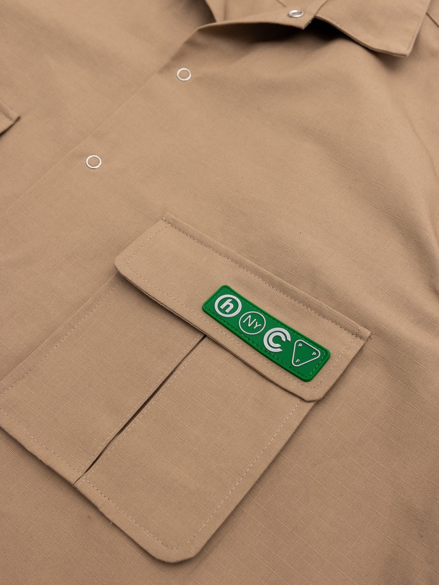 Hidden NY Hardware Tech Button Up Shirt Khaki