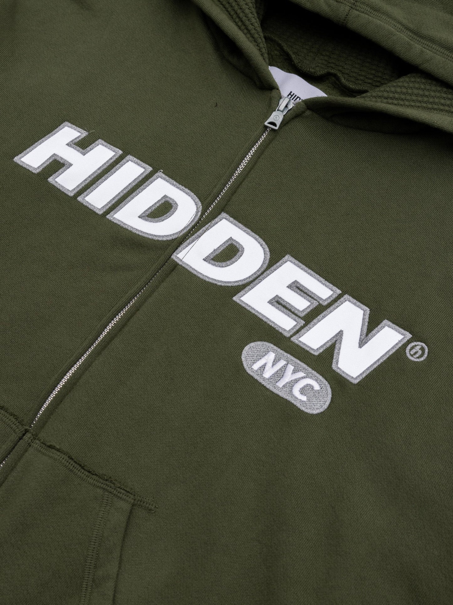 Hidden NY Waffle Knit 3M Zip Hoodie Olive