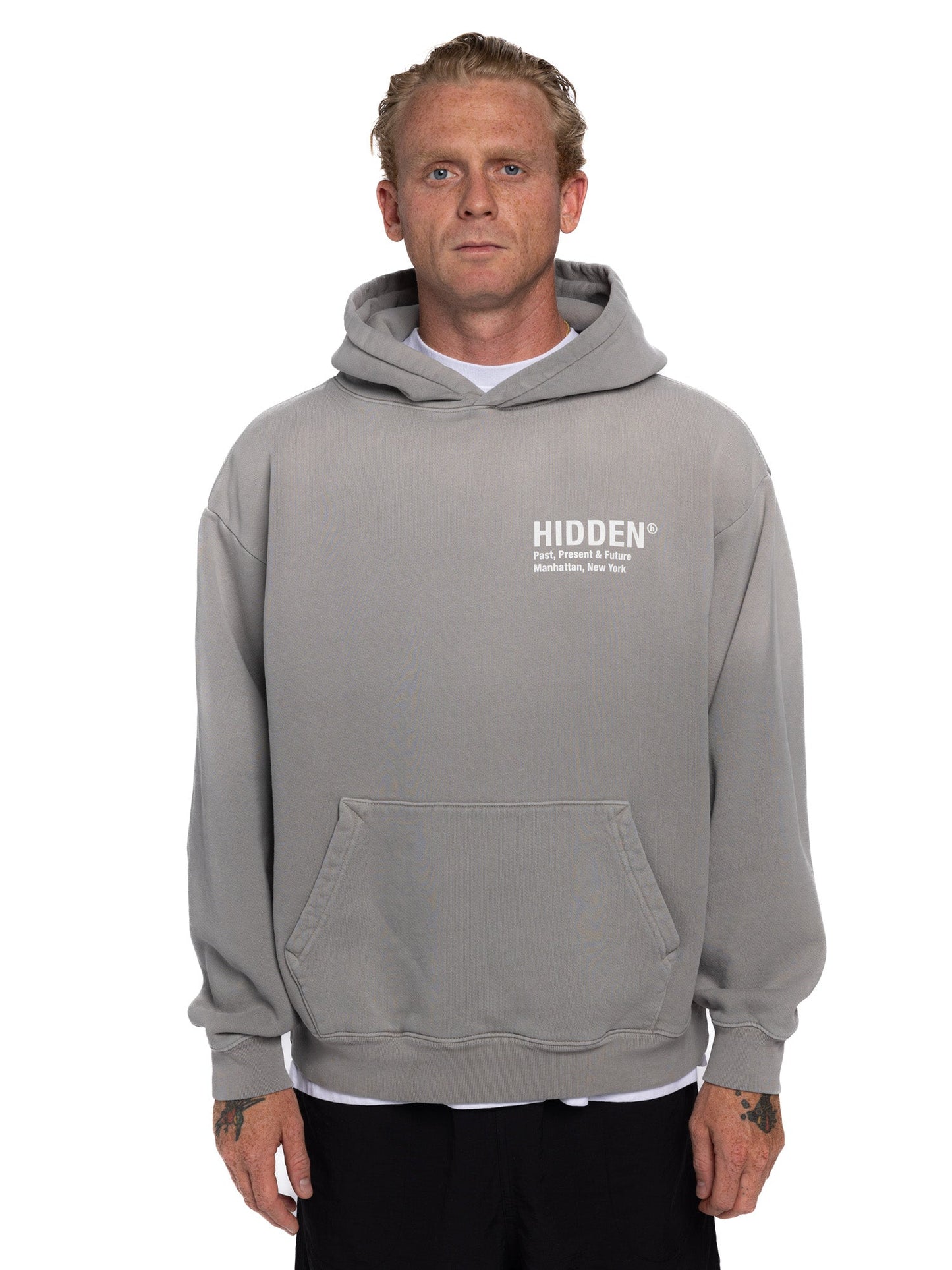 Hidden NY H Logo Hoodie Cool Grey