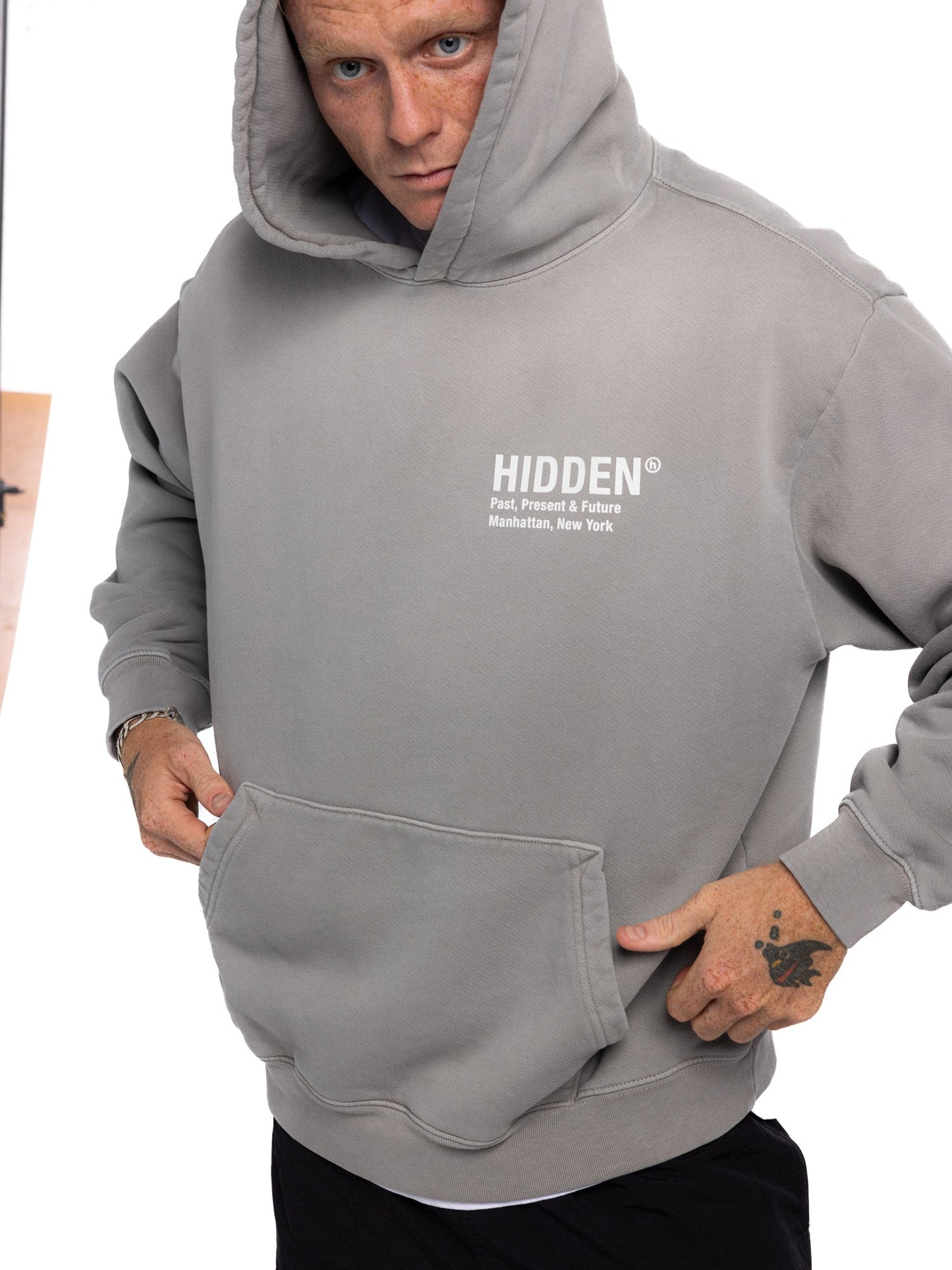 Hidden NY H Logo Hoodie Cool Grey