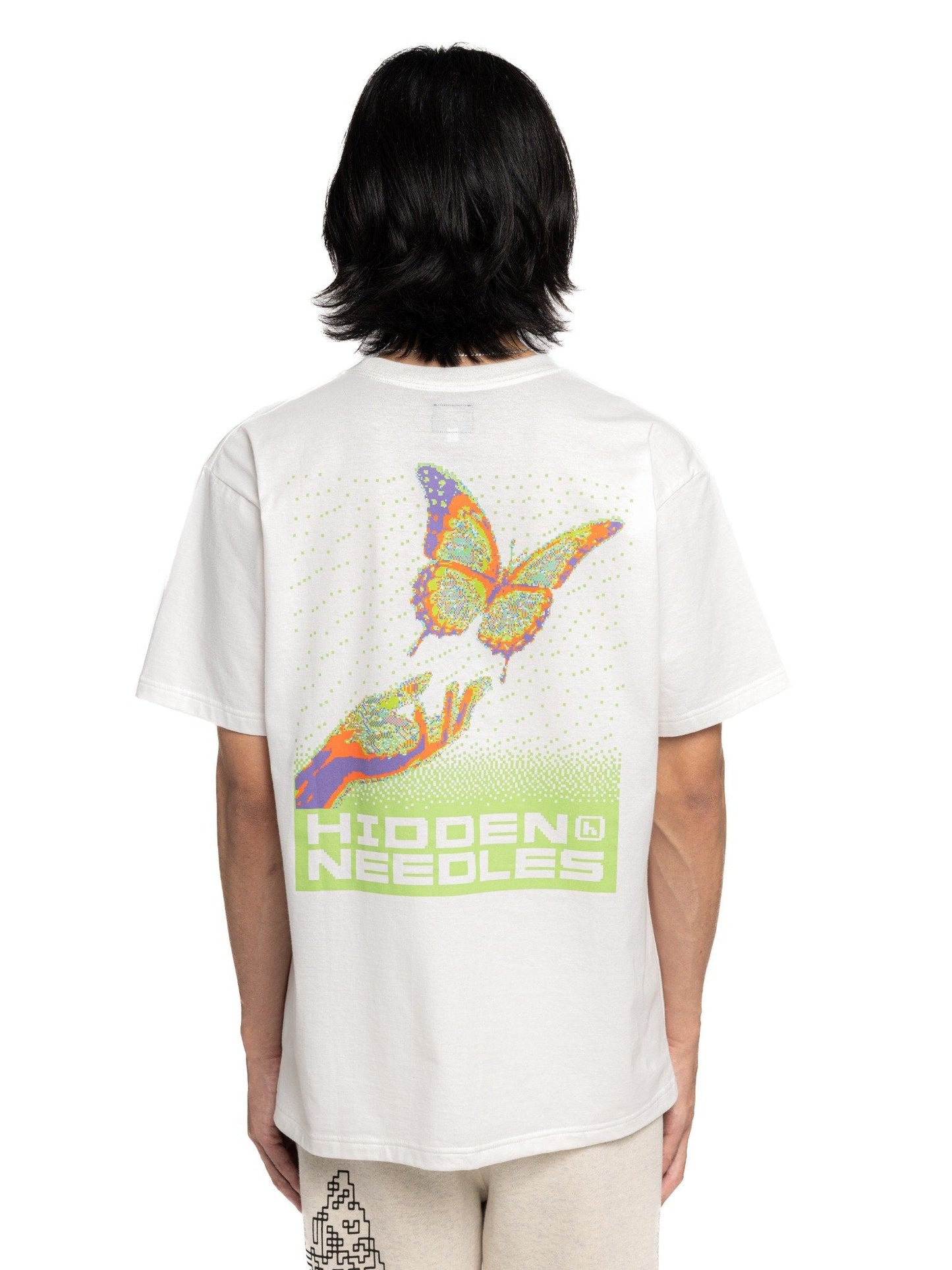 Hidden NY x Needles Pixel Butterfly Tee Off White