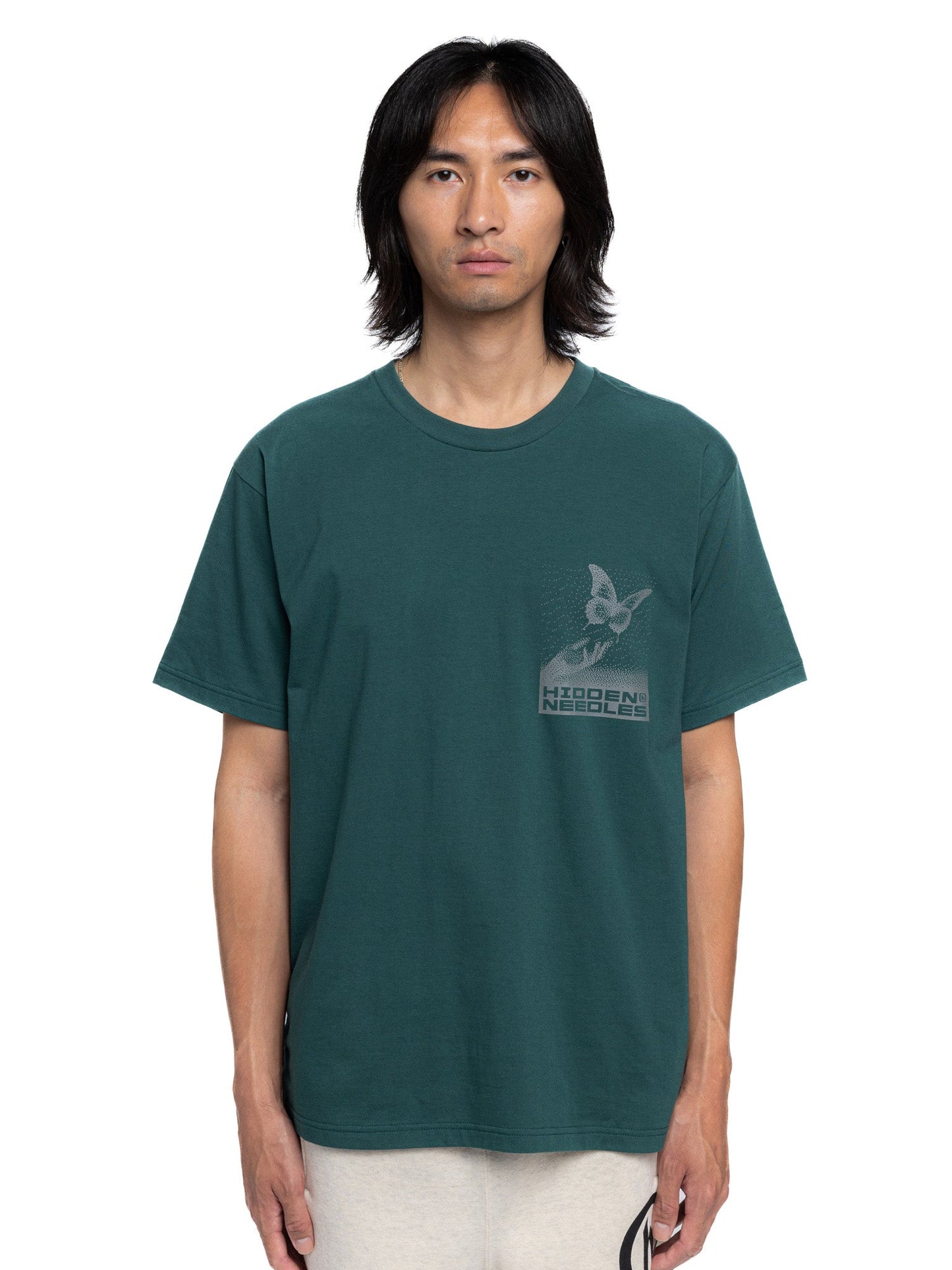 Hidden NY x Needles H Logo Pixel Butterfly Tee Green