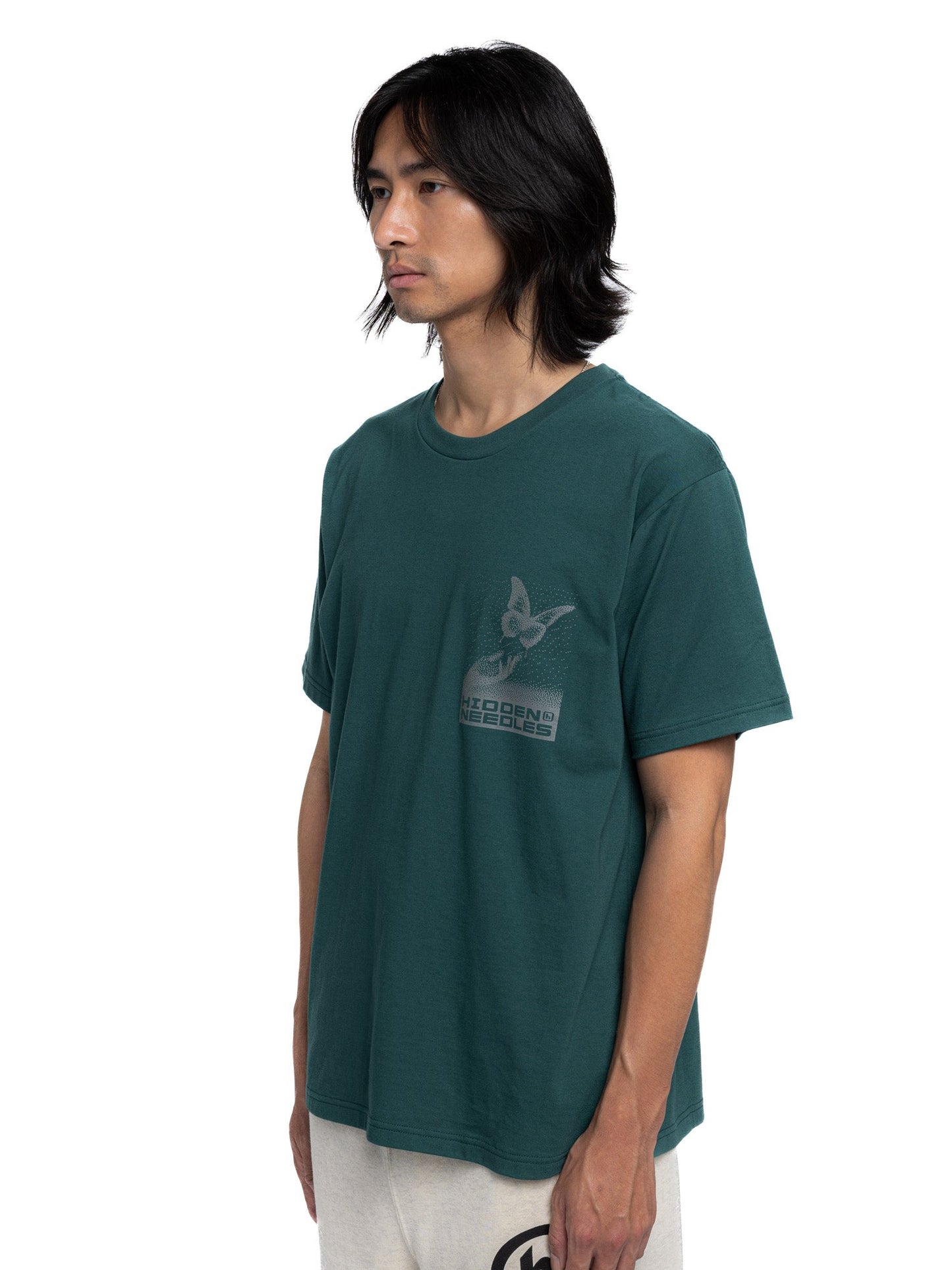 Hidden NY x Needles H Logo Pixel Butterfly Tee Green