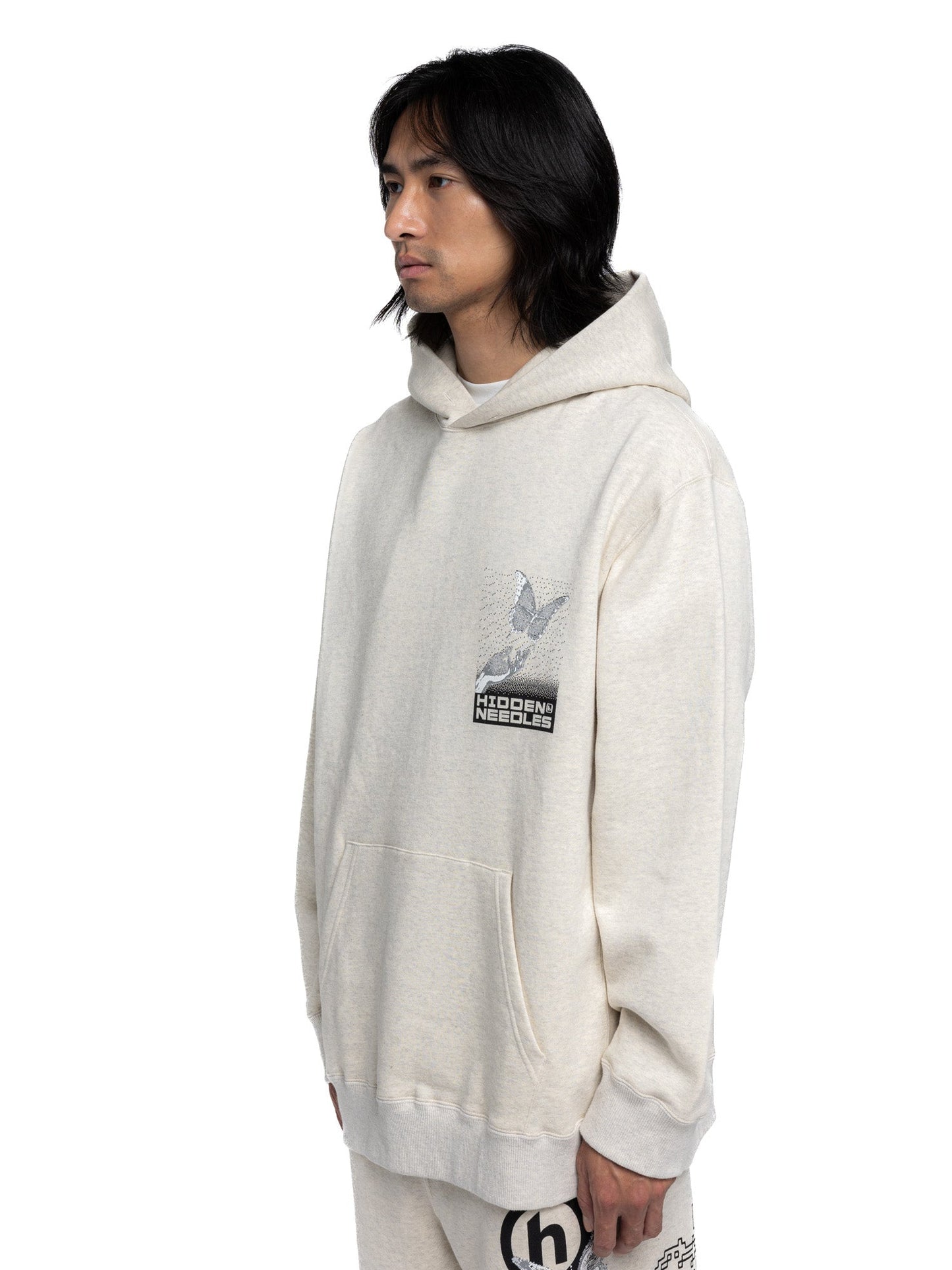 Hidden NY H Logo Pixel Butterfly Hoodie Oatmeal