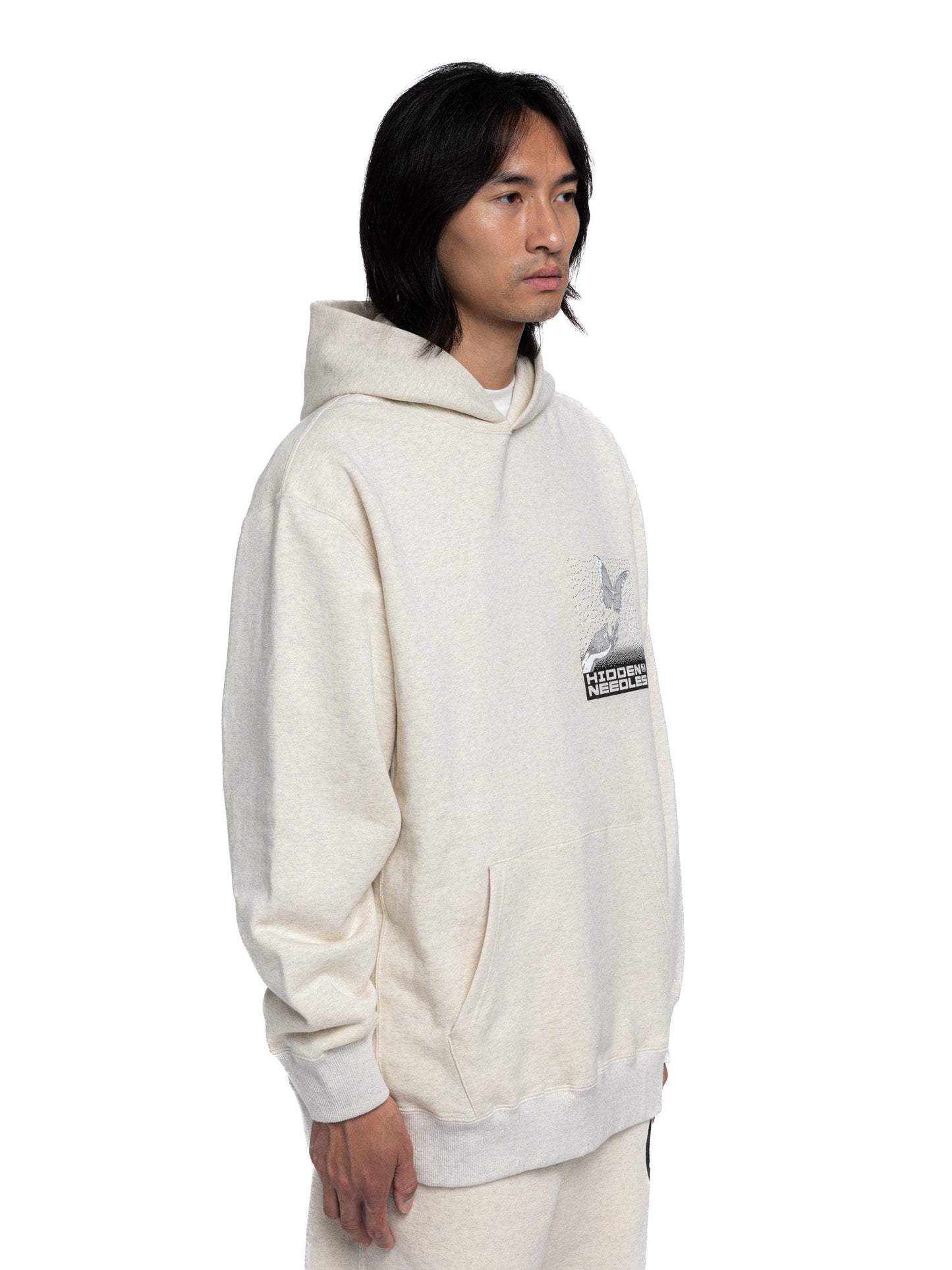 Hidden NY H Logo Pixel Butterfly Hoodie Oatmeal