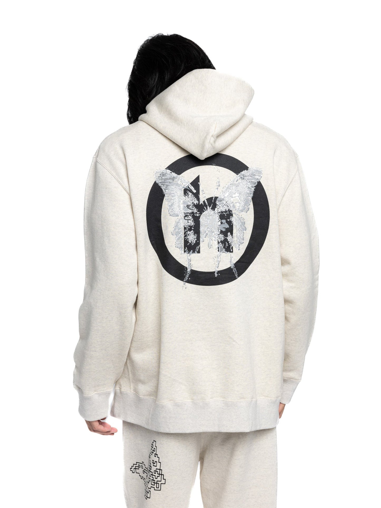 Hidden NY H Logo Pixel Butterfly Hoodie Oatmeal