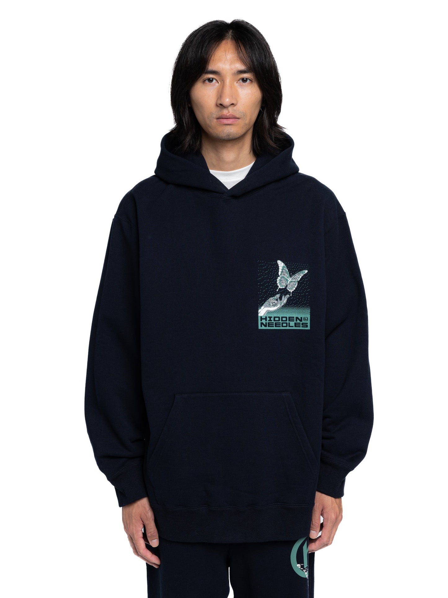 Hidden NY x Needles H Logo Pixel Butterfly Hoodie Navy