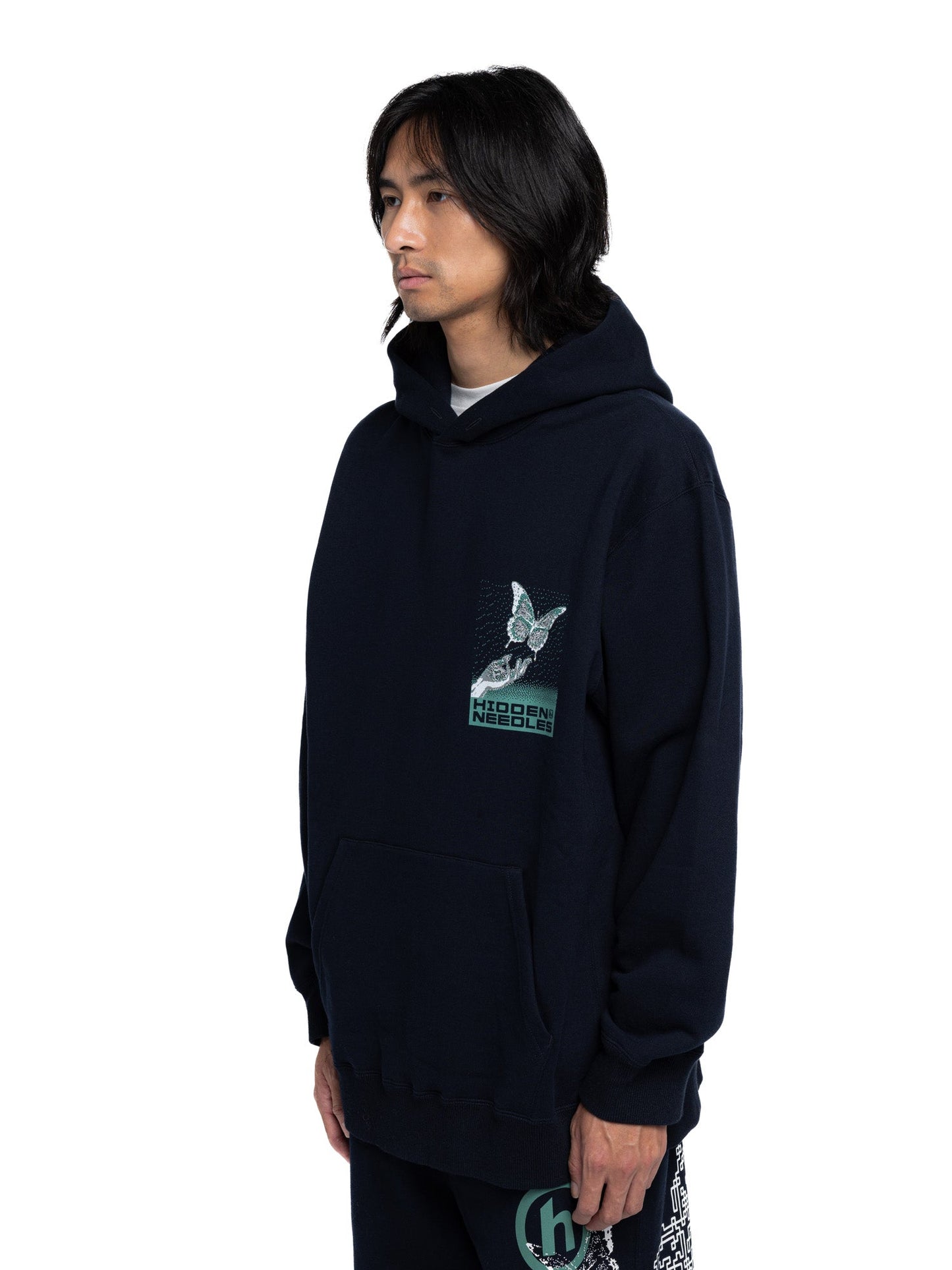 Hidden NY x Needles H Logo Pixel Butterfly Hoodie Navy