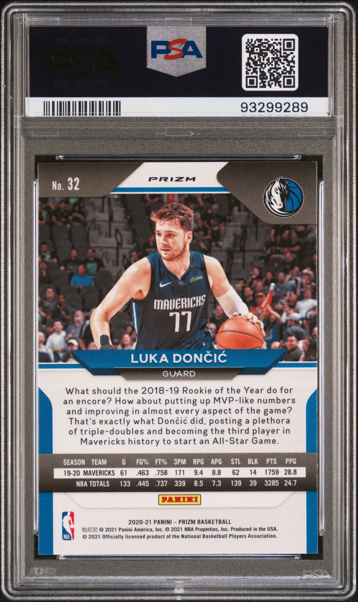 2020 Prizm - Luka Doncic - Blue Wave Prizm - #32 - PSA Graded Card