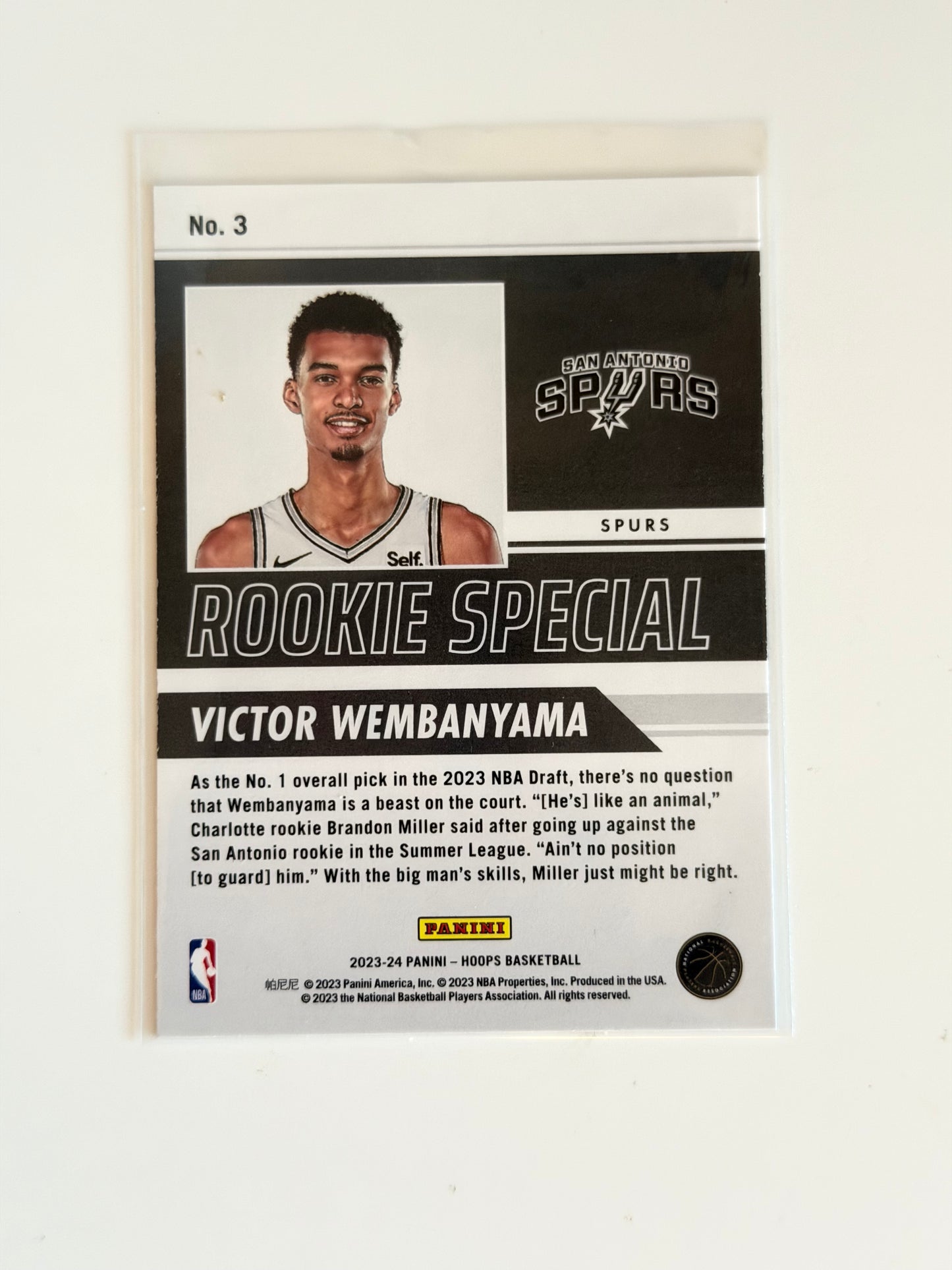2023-24 Panini - Victor Wembanyama - Hoops — HOLO Rookie Special #3 - Raw Ungraded Card