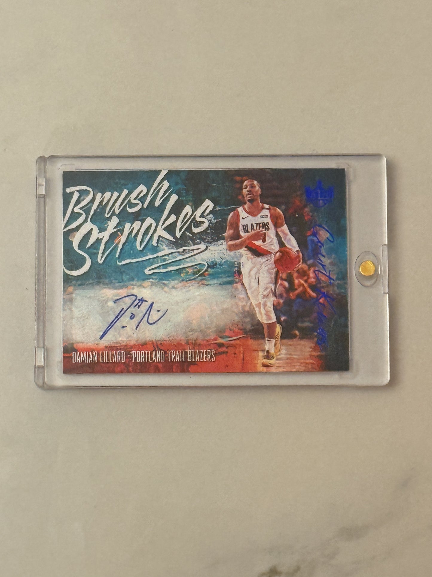 2018 Court Kings - Damian Lillard - Brush Strokes Gold Autograph - Numbered to /10 - BR-DLL