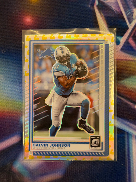 2025 NFL Panini Donruss Optic - Calvin Johnson Flex Emoji Limited to /199 - Lions - Raw Ungraded Card
