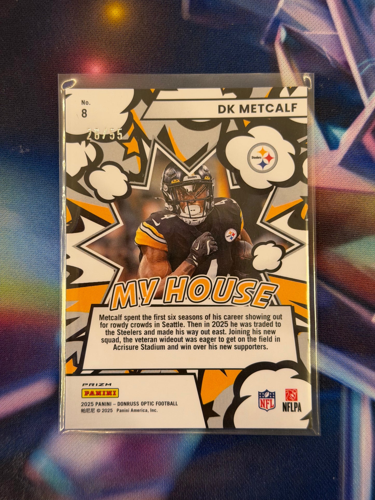 2025 NFL Panini Donruss Optic - D.K. Metcalf My House Blue Ice Limited to /55 - Steelers - Raw Ungraded Card
