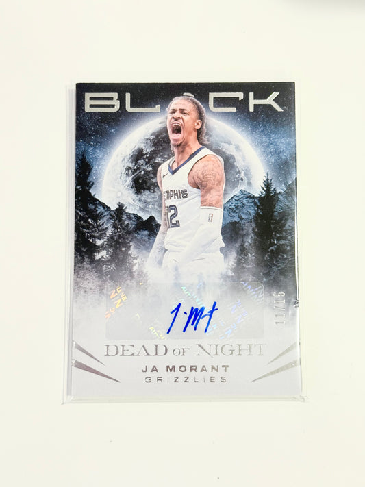2023-24 Panini Black - Ja Morant - Dead of Night Autograph - Limited to /15 - DON-JA - Raw Ungraded Card