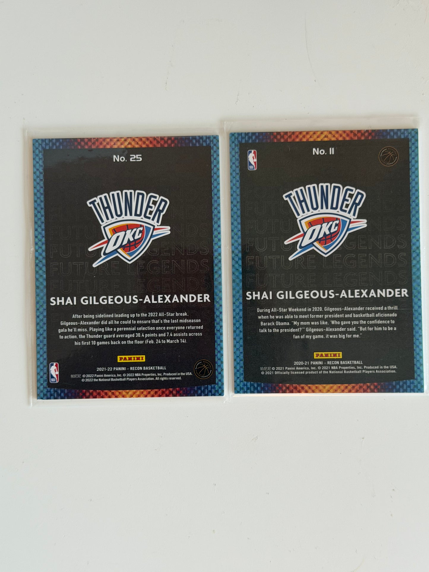 2020 + 2021 Panini Recon Future Legends Set of 2 - Shai Gilgeous-Alexander - Blue Limited to /199  - Raw Ungraded Cards
