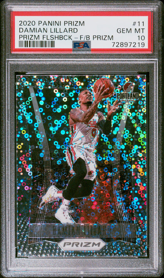 2020-21 Panini Prizm - Damian Lillard - Flashback Fast Break - #11  - PSA Graded Card