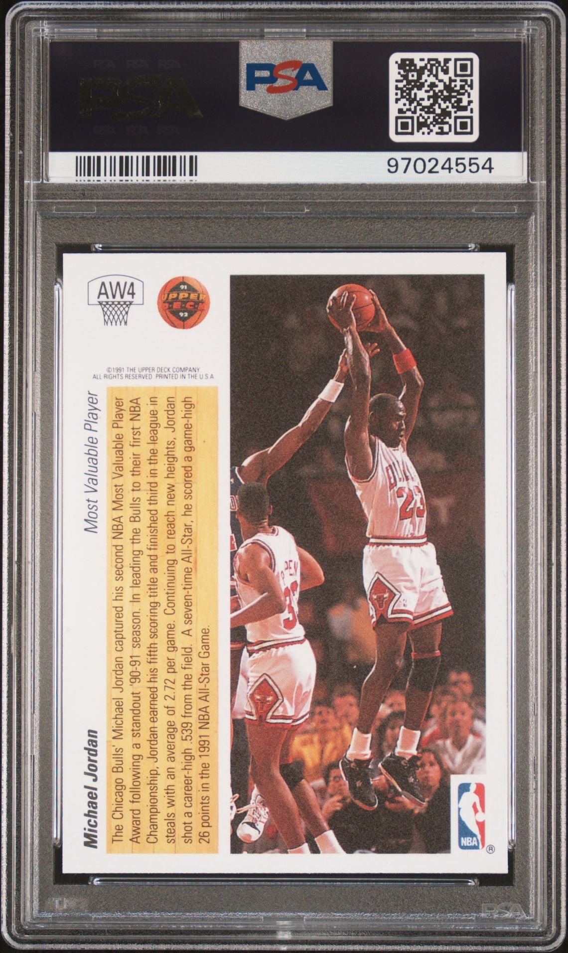 1991 Upper Deck Award Winner - Michael Jordan - Holograms - #AW4 - PSA Graded Card