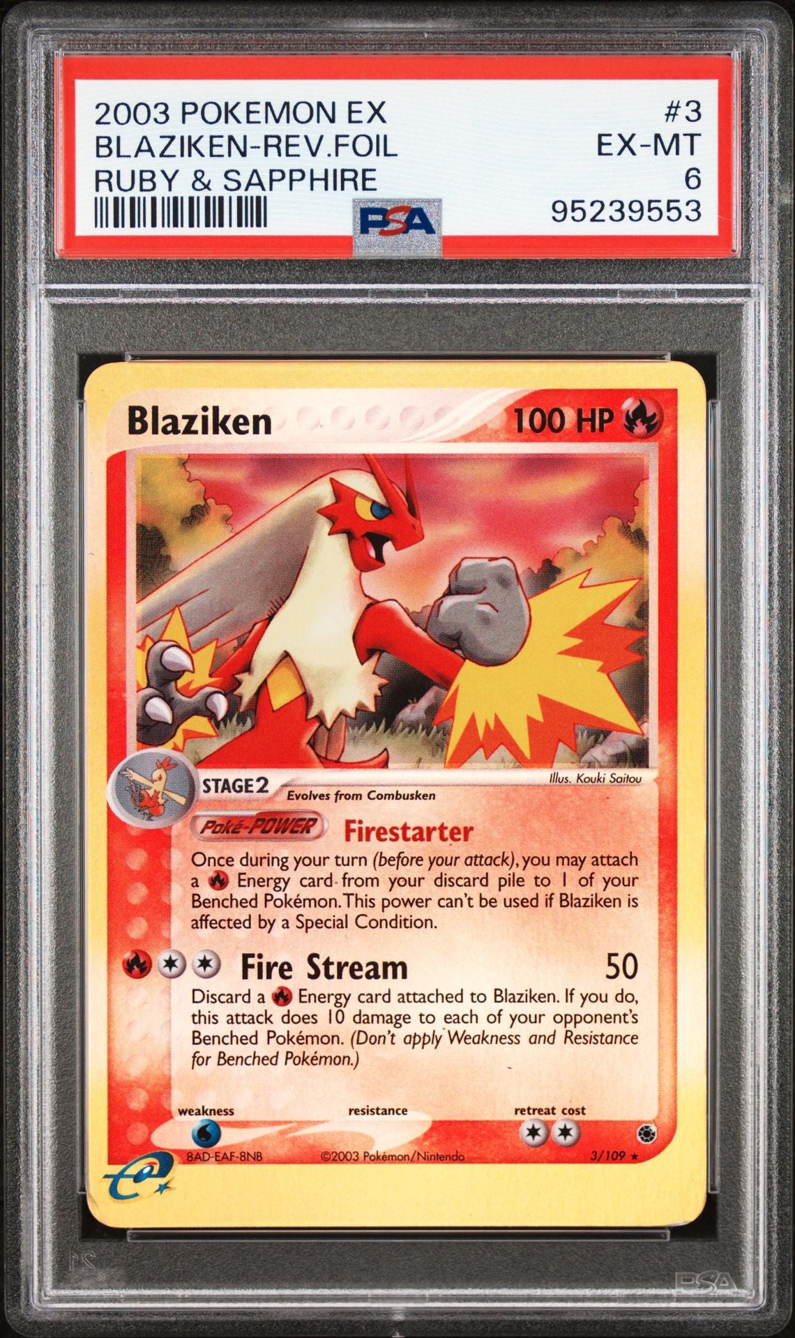 2003 Pokemon Ex Ruby & Sapphire 3 Blaziken-Reverse Foil - PSA Graded Card